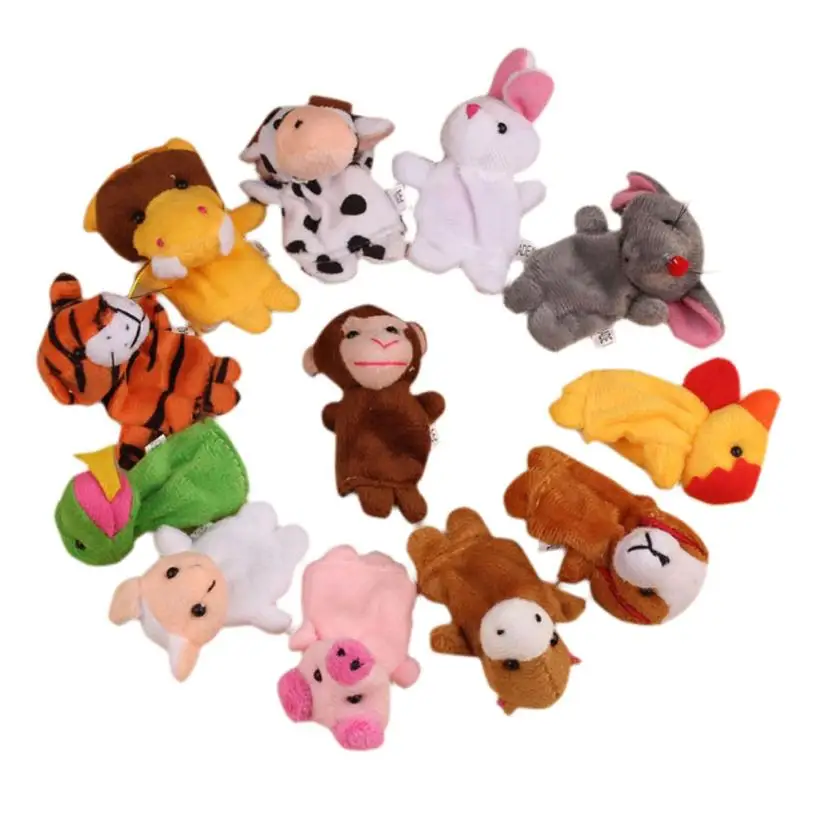 

#5001 12Pcs Chinese Zodiac Soft Animal Puppet Finger Toys Plush Toys