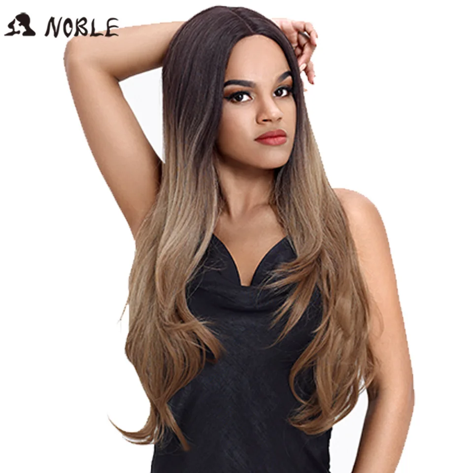 NOBLE Hair Synthetic Lace Wigs Heat Resistant Ombre Wig For Black Women 32 Inch Long Straight Hair Party Cosplay Wig For Women