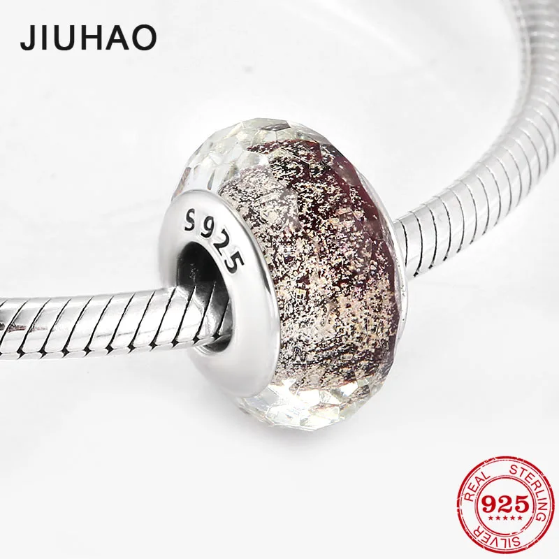 

Fit Pandora charms silver original Bracelet beads 925 Sterling Silver Charming Brown Murano Glass Bead women Jewelry making