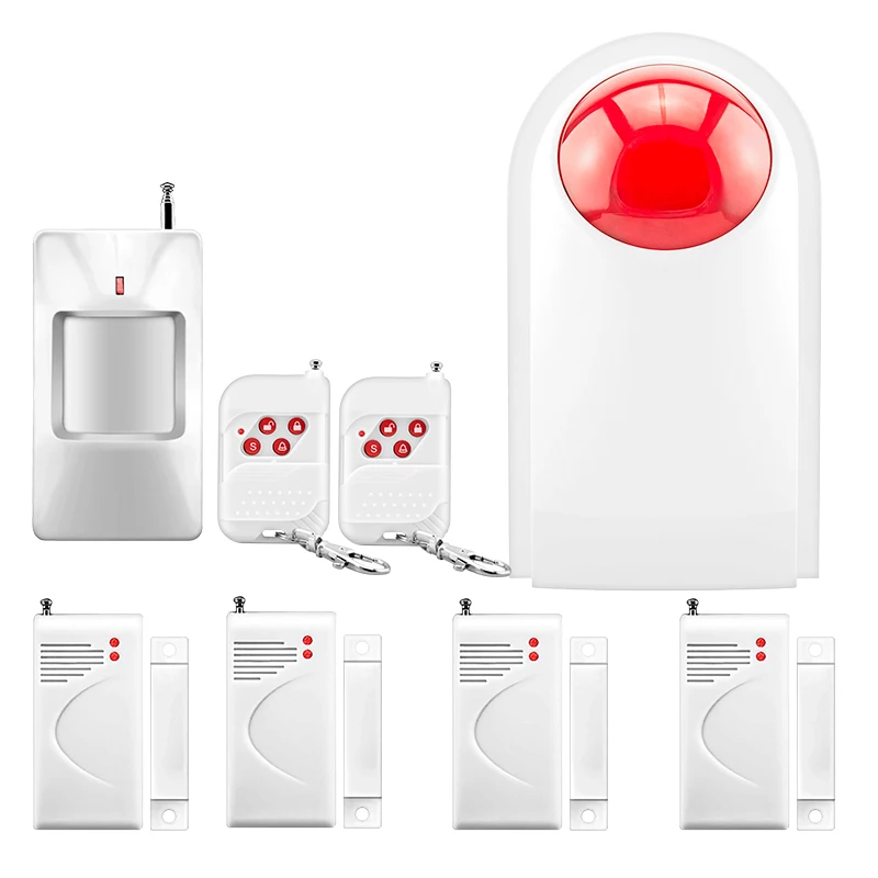 Wireless Flash Strobe Indoor Siren Alarm Horn Red Sound Light Siren