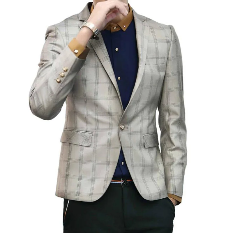 Autumn and winter new British young men suits jacket Slim type lattice