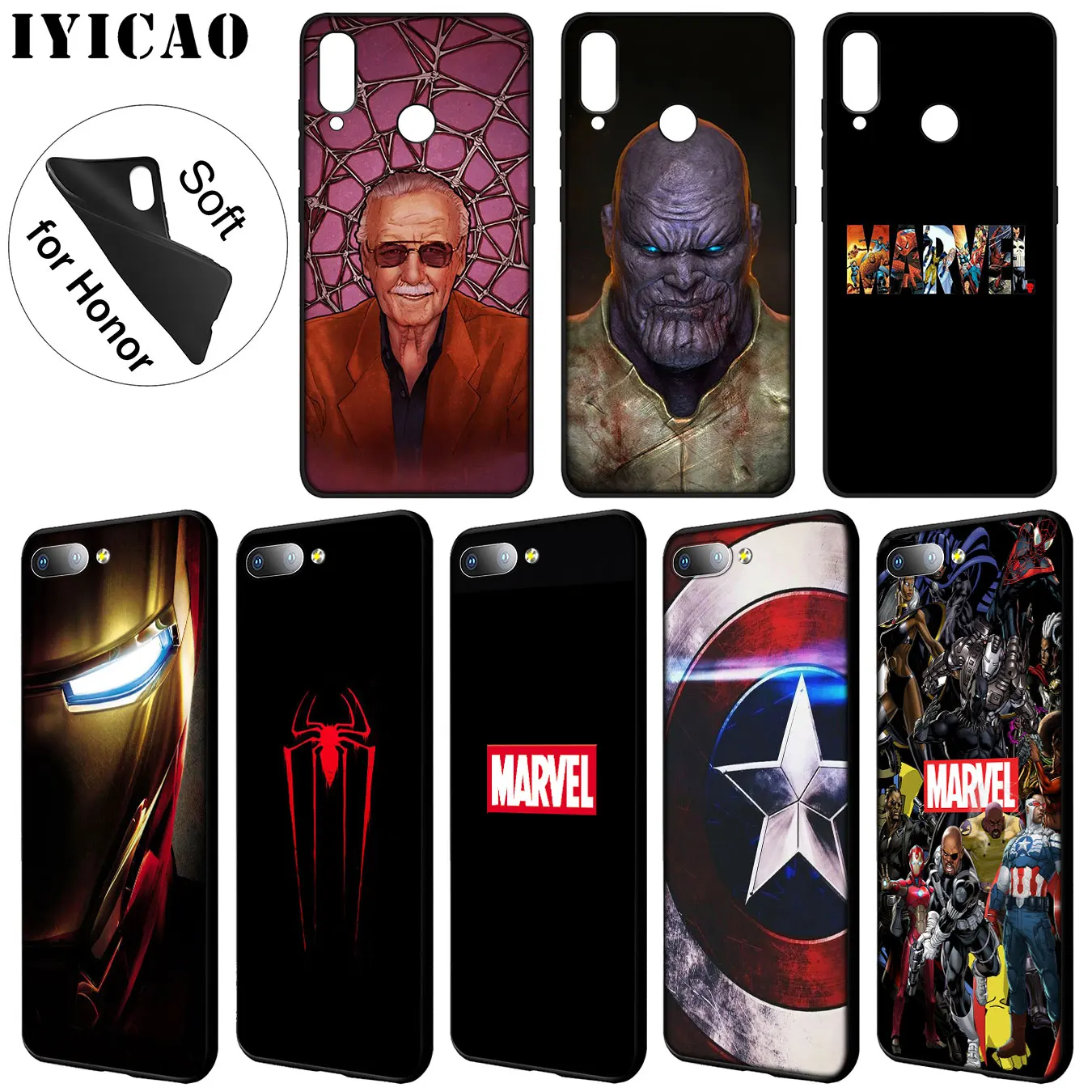 Мягкий силиконовый чехол с логотипом IYICAO Marvel Superheroes для Huawei Y9 Y7 Y6 Prime 2019 Honor 20 8C 8X 8 9