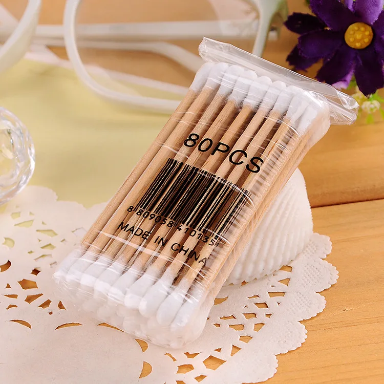 10X80PCS makeup cotton swab wooden Stick Double Head Cotton Buds/Ear buds Cosmetics Ear Clean Jewelry Clean cotonete maquiagem