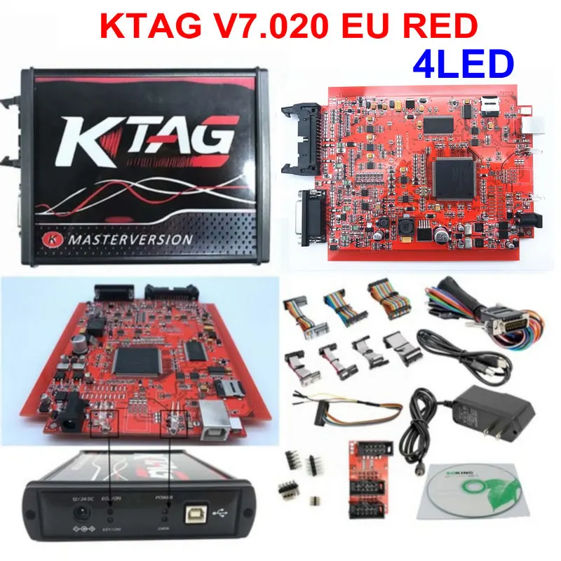 ЕС версия онлайн KTAG K-TAG V7.020 v2.23 Kess V2 V5.017 V2.47 kess v2 мастер версия BDM зонд Адаптеры ECU чип тюнинг - Цвет: KTAG V7.020 RED 4LED