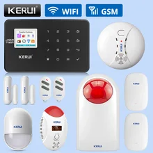 Kerui W18 беспроводной домашний WiFi GSM короткое сообщение охранной сигнализации системы вибрации сенсор комплект газа дыма индукции детектор движения Kerui W18 беспроводной домашний WiFi GSM короткое сообщение охранной сигнализации системы вибрации сенсор комплект газа дыма индукции детектор движения