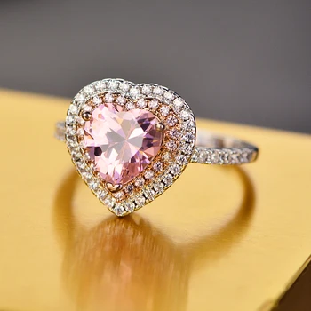 

Silver Color Beautiful Heart Shiny AAA Cubic Zircon Wedding Ring For Women Size 6 7 8 9 HERR0067