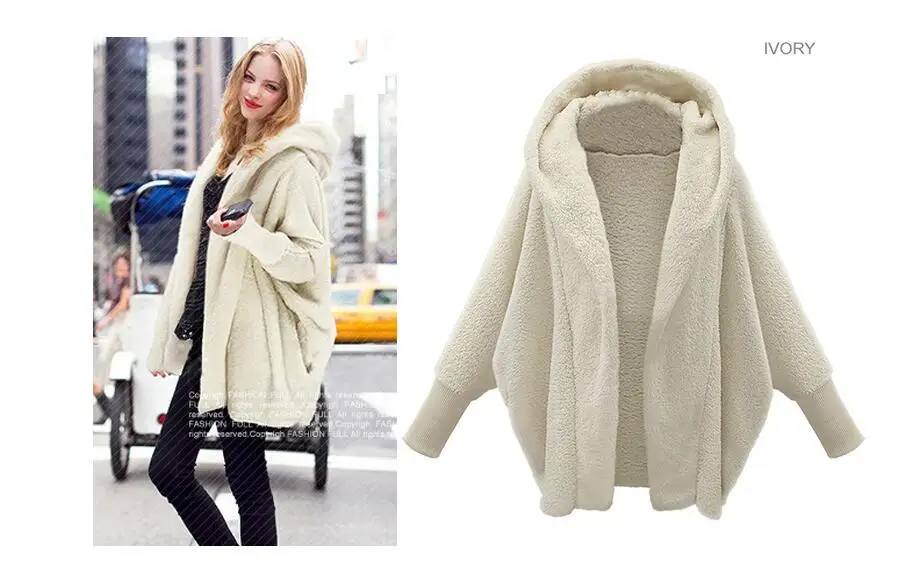 Новое осенне-зимнее женское пальто Vestido размера плюс, модное повседневное свободное однотонное плюшевое пальто с длинным рукавом и капюшоном для женщин, большая верхняя одежда