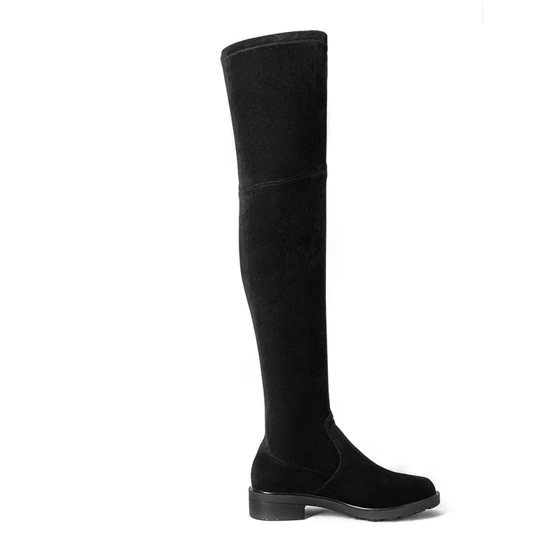 À Le Grande noir Cuir Bottes Femme Sur Caramel Casual Smirnova Genou Chaussures Color 2018 Haute Suédé ardoisé Cuisse Bas En Bout Rond Dames Taille Talons dxBeoC