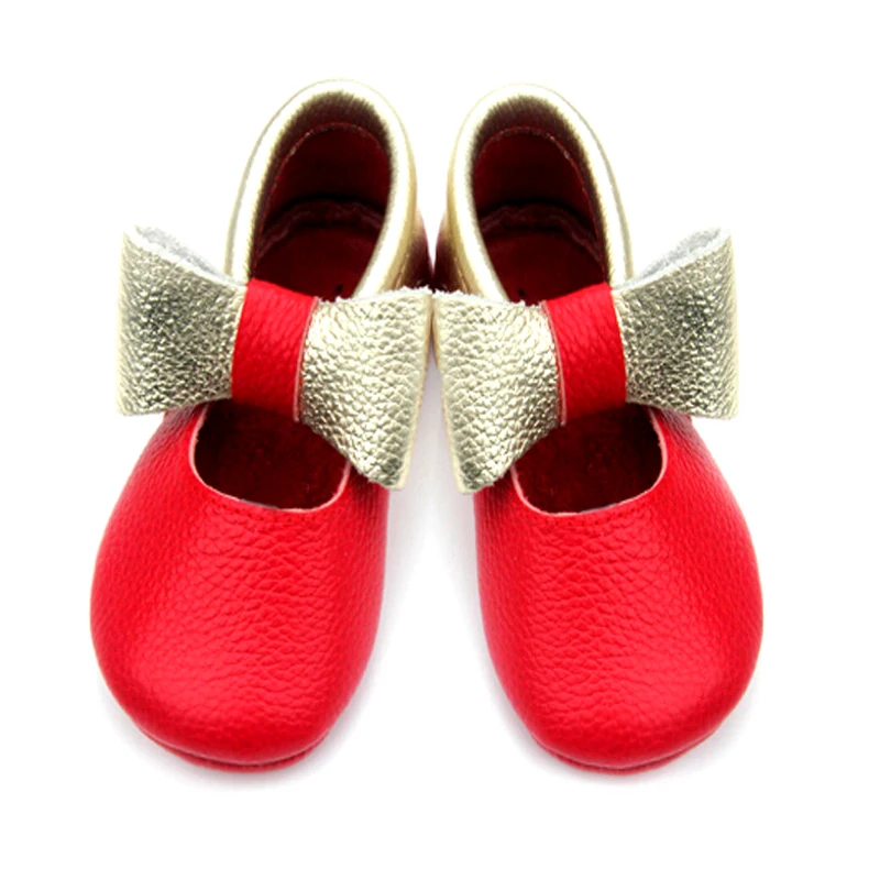 Genuine Leather Handmade Baby Moccasins Soft Bottom Butterfly knot Baby