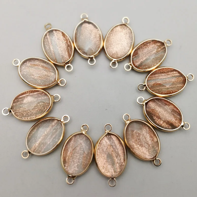 

Wholesale 12pcs fashion Synthesi gold Rutilated Quartz Stone Charms Necklace Connector Pendant for Bracelet DIY Jewelry Making