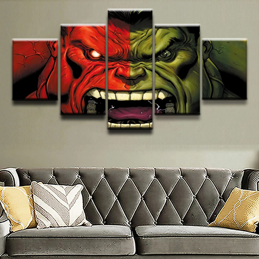 Top Rated Canvas Print Modular Pictures 5 Pieces Comics Hulk Poster