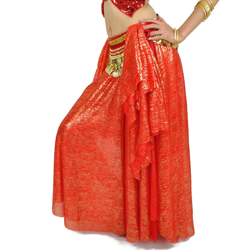 10 цветов Женская одежда для танца живота длинные юбки макси аксессуары для танца живота бронзовые тканевые юбки с оборками