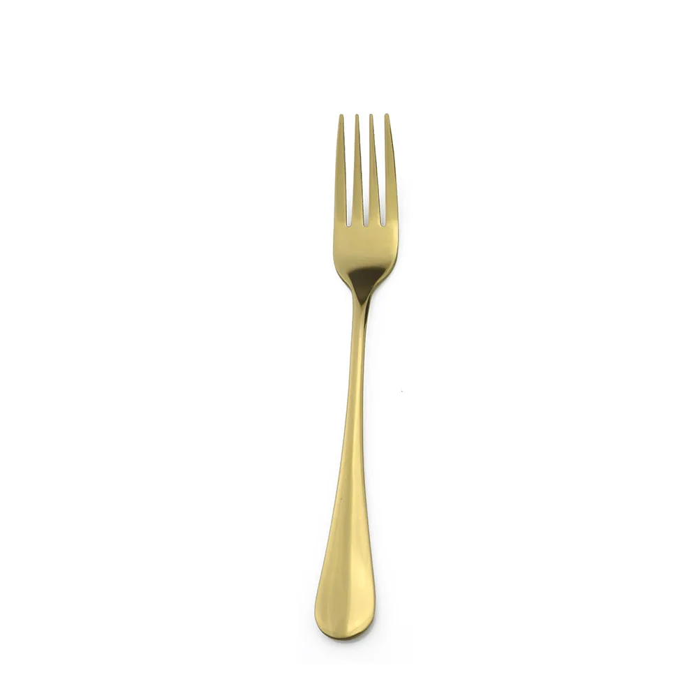 Шикарный золотой набор столовых приборов из нержавеющей стали, столовый набор посуды, сумка, ножи для стейка, вилки, кофейная чайная ложка, Золотой набор серебряных изделий, 1 шт - Цвет: Fork