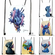 Пользовательские мультфильм Лило& Ститч поцелуй шнурок рюкзак сумка милый рюкзак дети ранец(черная спинка) 31x40 см#180531-02-03