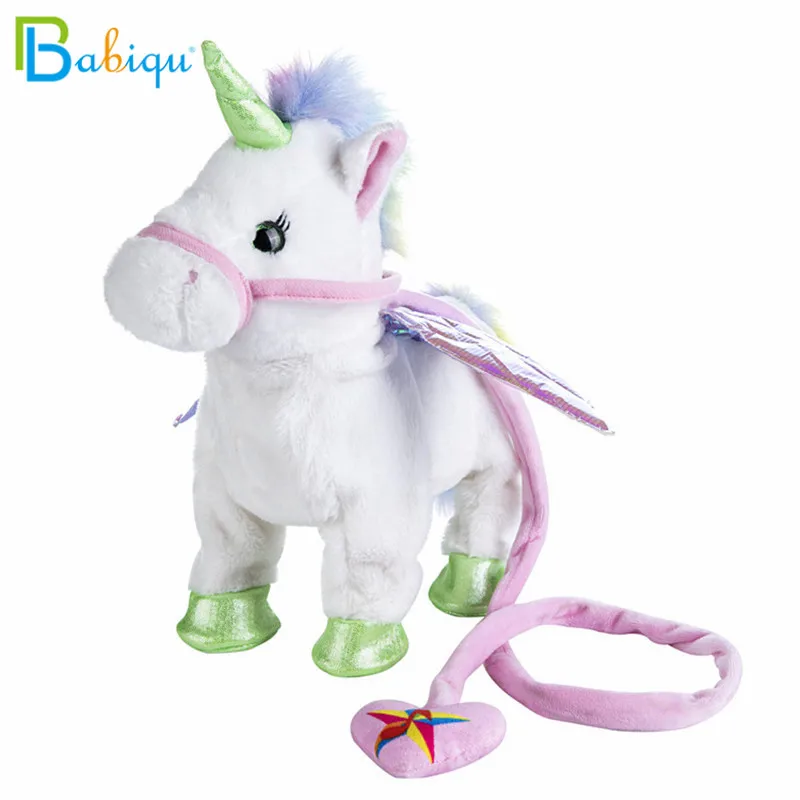 Babiqu 1pc Electric Walking Unicorn Plush Toy Stuffed Animal Toy Electronic Music Unicorn Toy for Children Christmas Gifts 35cm