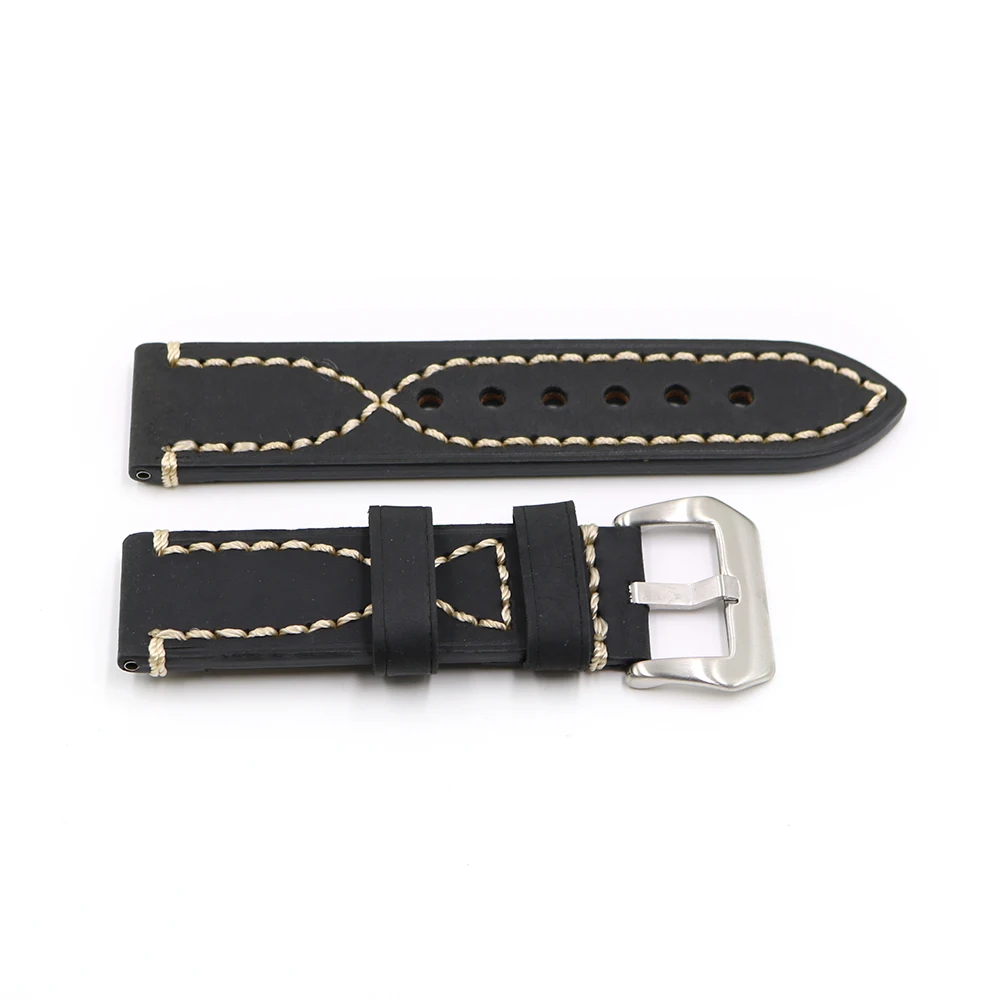 Rolamy 20 22 24 26mm Black Thick Strap Watch Band For Tag CARRERA Omega Montblanc Panerai Daytona Submariner Tissot