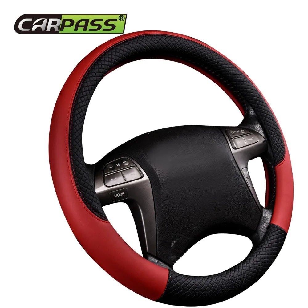 

Car-pass Steering Wheel Hubs Steering Wheels Cover Universal fit for Most Cars 38cm 15 inch Faux Leather Purple Black Blue Red