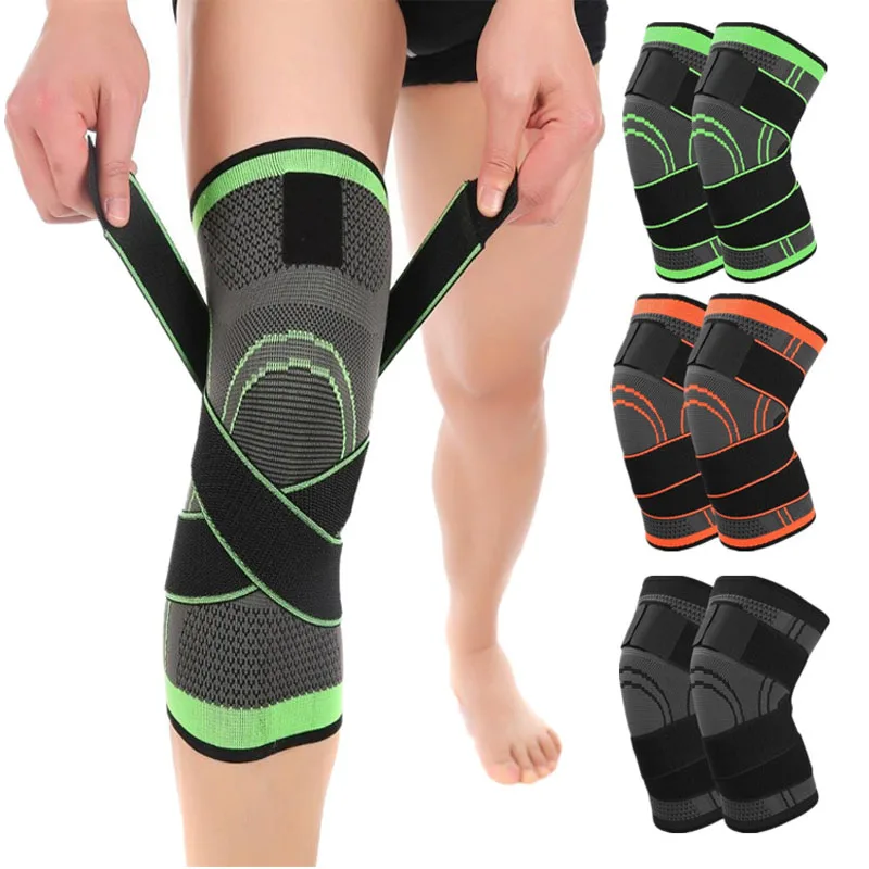 

JUFIT 1PC 3D Knee Protector Pads Weaving Pressurization Knee Brace Basketball Knee Brace Breathable Sport Knee Support