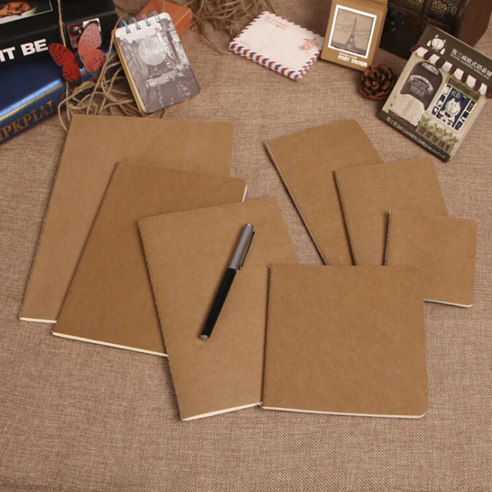 

1pcs Cowhide Paper Notebook Blank Notepad Book Vintage Soft Copybook Daily Memos Kraft Cover Journal Notebooks