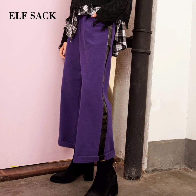 ELFSACK/осенние новые женские штаны хлопковые винтажные Длинные свободные