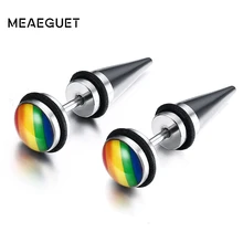 Meaeguet модные радужные цветные Gay Pride серьги-гвоздики для женщин круглые полимерные нержавеющая сталь серьги Bijoux