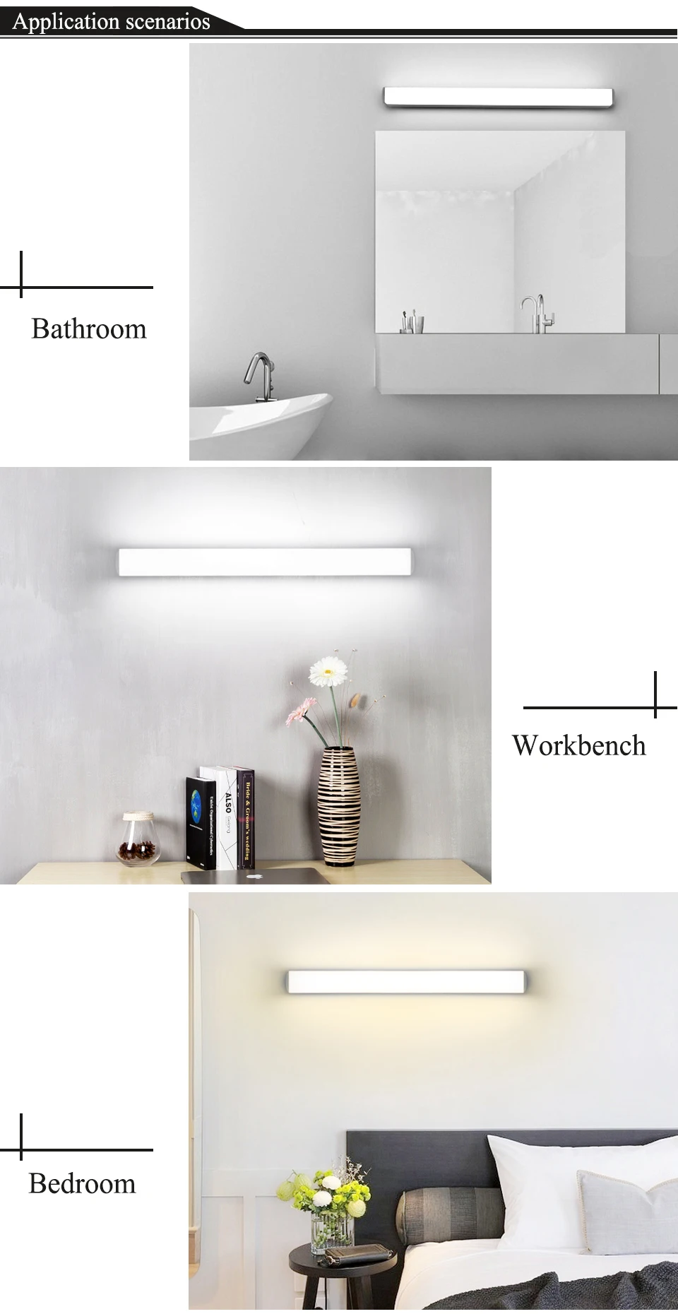 EnwYe Modern LED mirror light 12W 16W 22W waterproof wall lamp fixture AC220V 110V Acrylic wall mounted bathroom lighting 9