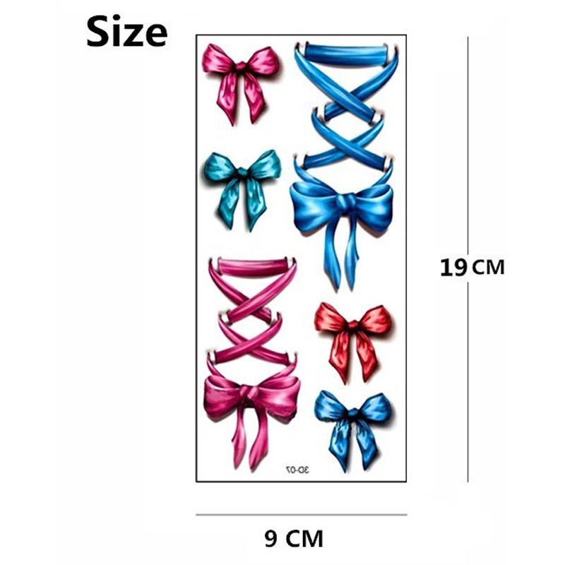 2 قطع المؤقتة الوشم الصغيرة Bowknot الانحناء للماء للفن الجسم مثير الجمال ماكياج لصاقات وشم مؤقت للفتيات