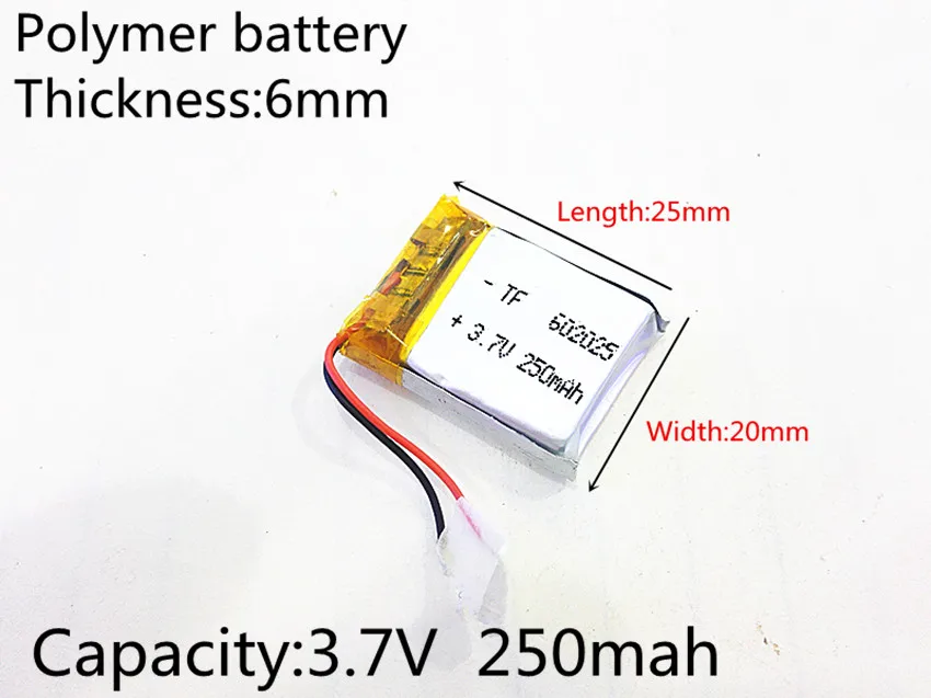 3.7V 250mAh 60 Lithium Polymer Li-Po li ion Rechargeable Battery cells For Mp3 MP4 MP5 GPS PSP mobile bluetooth