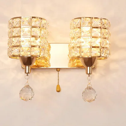 

YOOK 2018 Crystal wall lamp bedroom for living room LED wall lamp wrought iron wall lamp E27 110V 220V