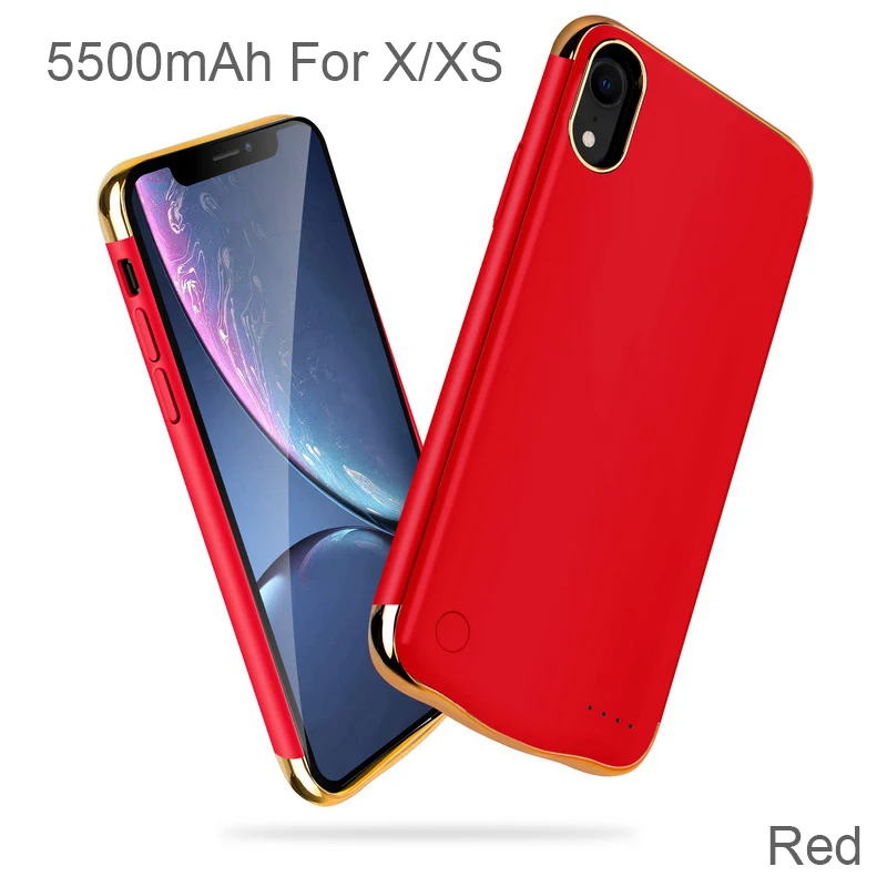 XGODY противоударный чехол-батарея для iphone X XS XR XSMAX 6000 мАч Внешний банк питания для мобильного телефона для iphone X XS XR XSMAX - Цвет: Red For X XS