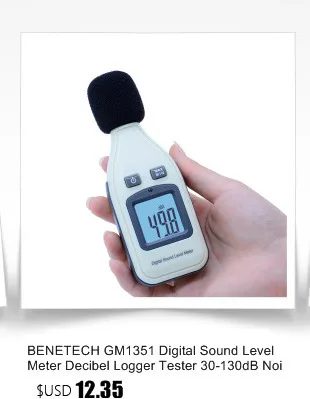 BENETECH 30-130dB цифровой измеритель уровня звука GM1357 шумомер в децибелах lcd A/C быстрый/медленный дБ экран