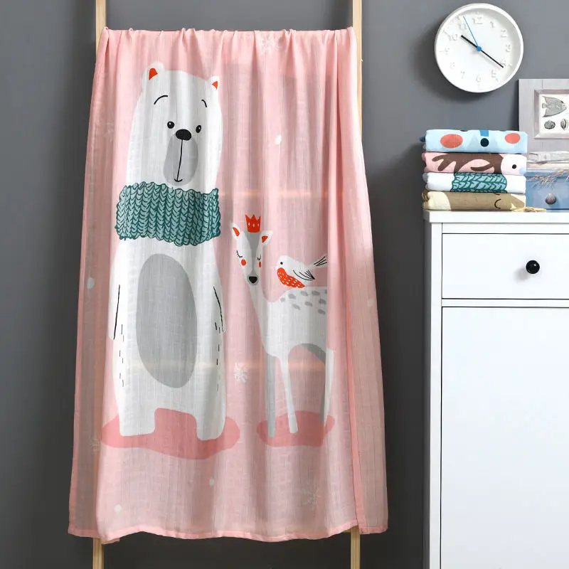 

Muslin Baby Blanket Thin Quilt Cartoon Bear Newborn Swaddle Warp Sleepsack Children Kids Stroller Blankets 110*120cm Play Mats