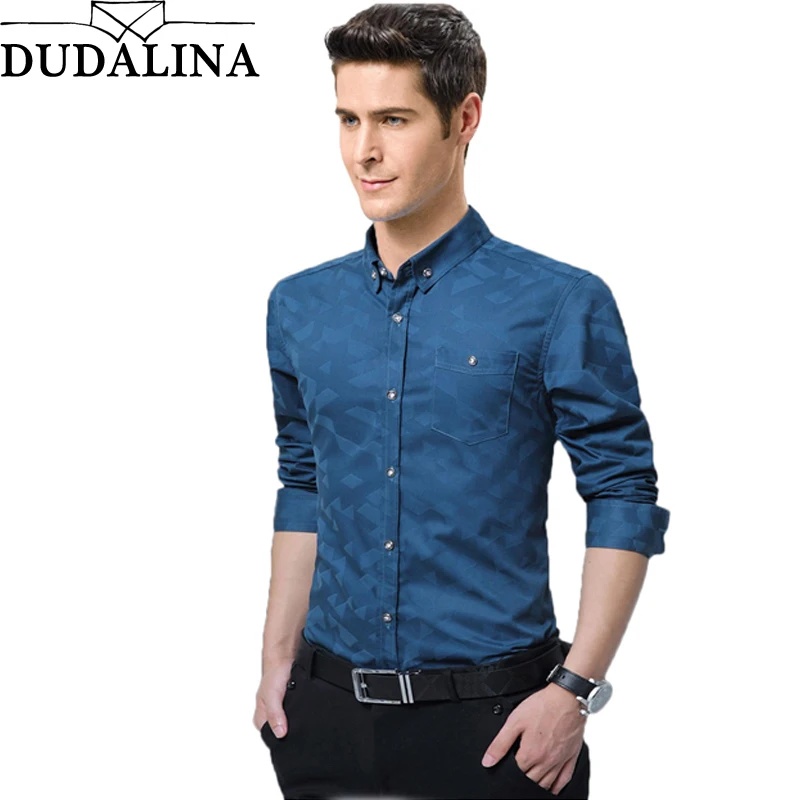 Dudalina модная повседневная мужская рубашка с длинным рукавом из хлопка Slim Fit рубашка мужские деловые костюмы мужская одежда M-5XL