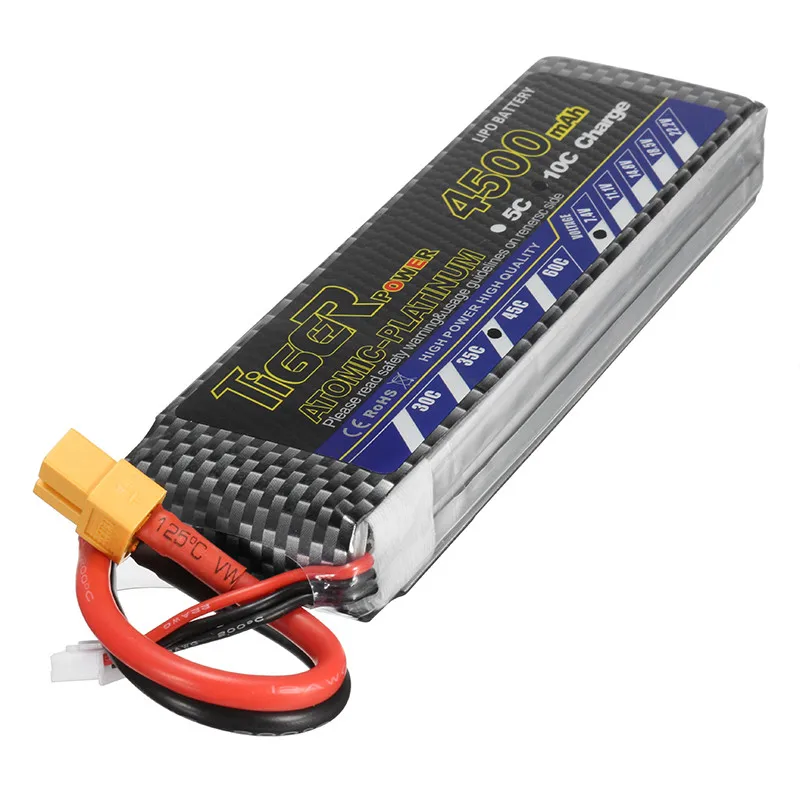 

2018 Newest Tiger Power 7.4V 4500mAh 45C 2S Lipo Battery XT60 Plug For RC FPV Racing Drone Quadcopter Spare Parts Accessories