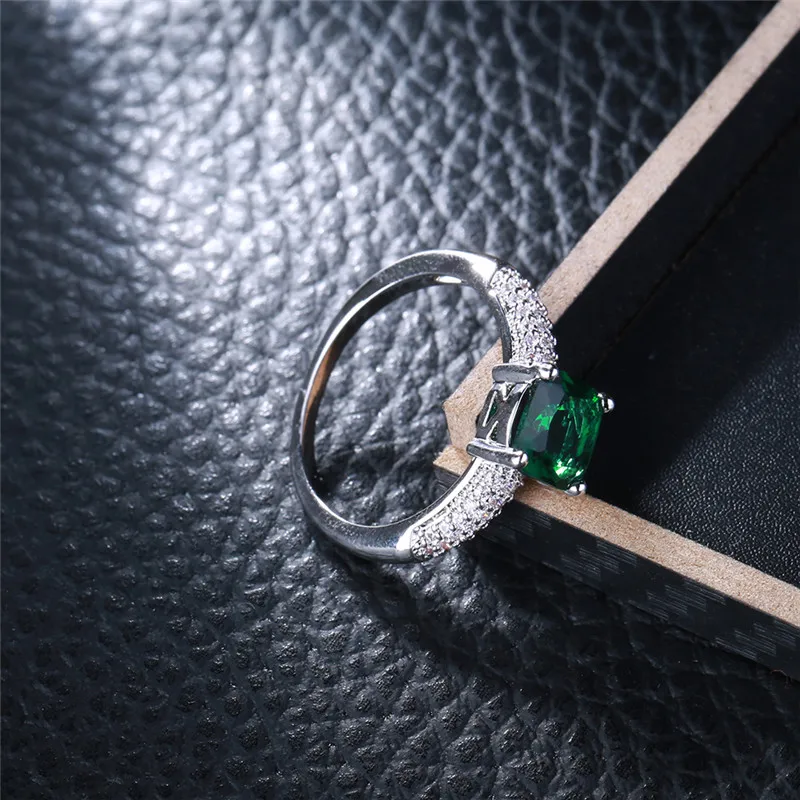 CC 925 пробы серебряные ювелирные изделия Винтажное кольцо с зеленым камнем для женщин вечерние обручальное кольцо Бижу модные аксессуары CC534