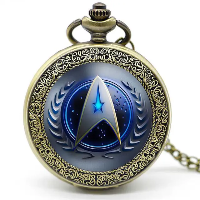 Bronze/Silver Mystery Star Trek Digital Quartz Pocket Watch Pendant Necklace Cha Bronze/Silver Mystery Star Trek Digital Quartz Pocket Watch Pendant Necklace Cha