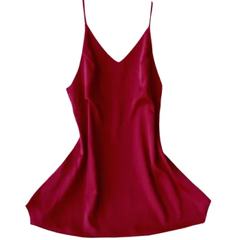 

simple sexy women Silk-like Nightdress pure color sleepshirts imitated silk fabric sleepwear braces skirt