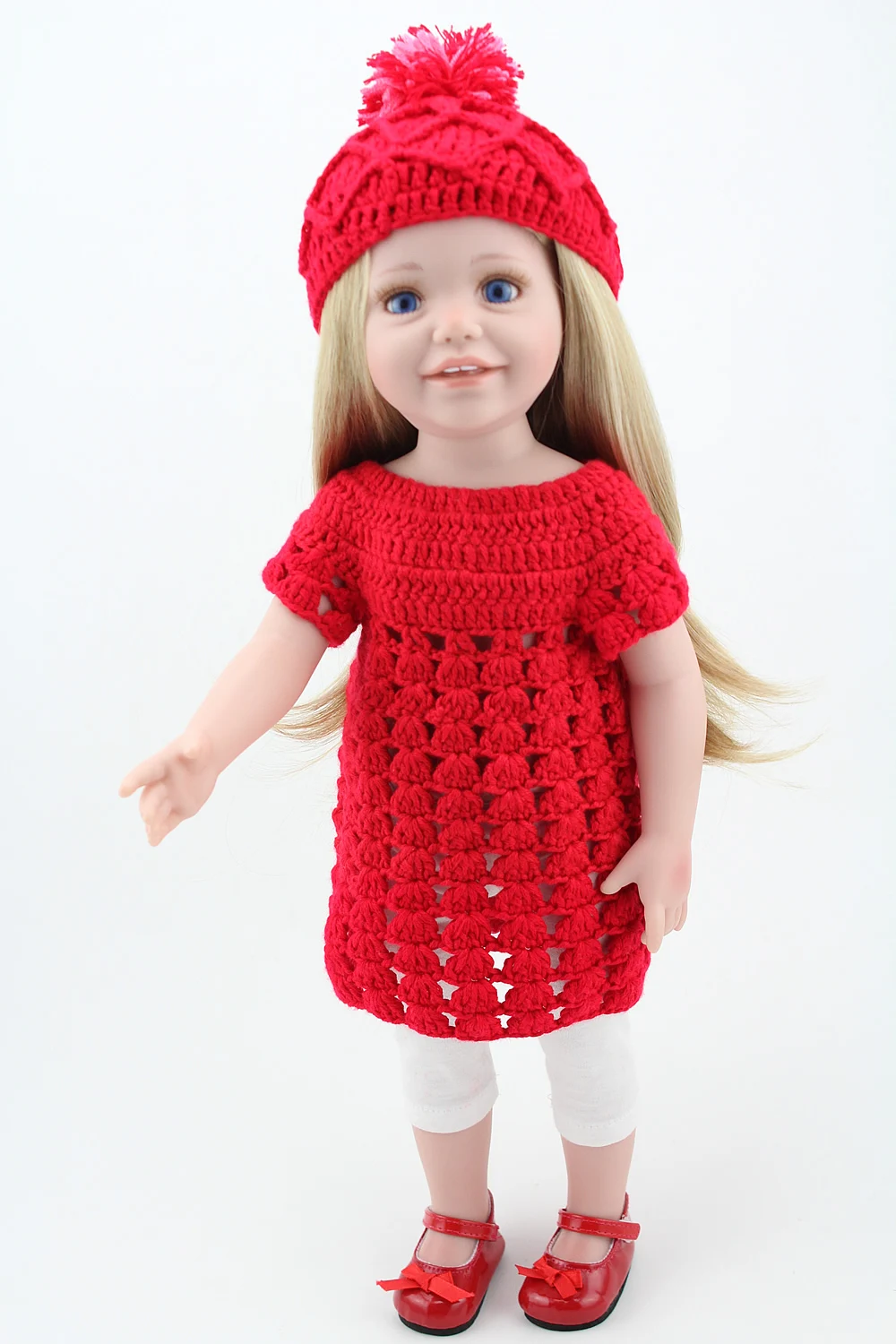 

NPKDOLL Fashion Dolls Bitty Baby Reborn 18 inch 45cm blonde long hair red sweater cute fashion dolls girl full vinyl toys