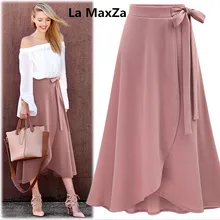 La MaxZa демисезонный Высокая талия Нерегулярные юбка для женщин разделение вилы плюс размеры S-6XL длинные дамы юбки для faldas largas elegantes