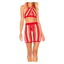 Соломення шляпа хлопок пляжная одежда топы спереди крест-накрест и сзади Галстуки Топы пляжная одежда