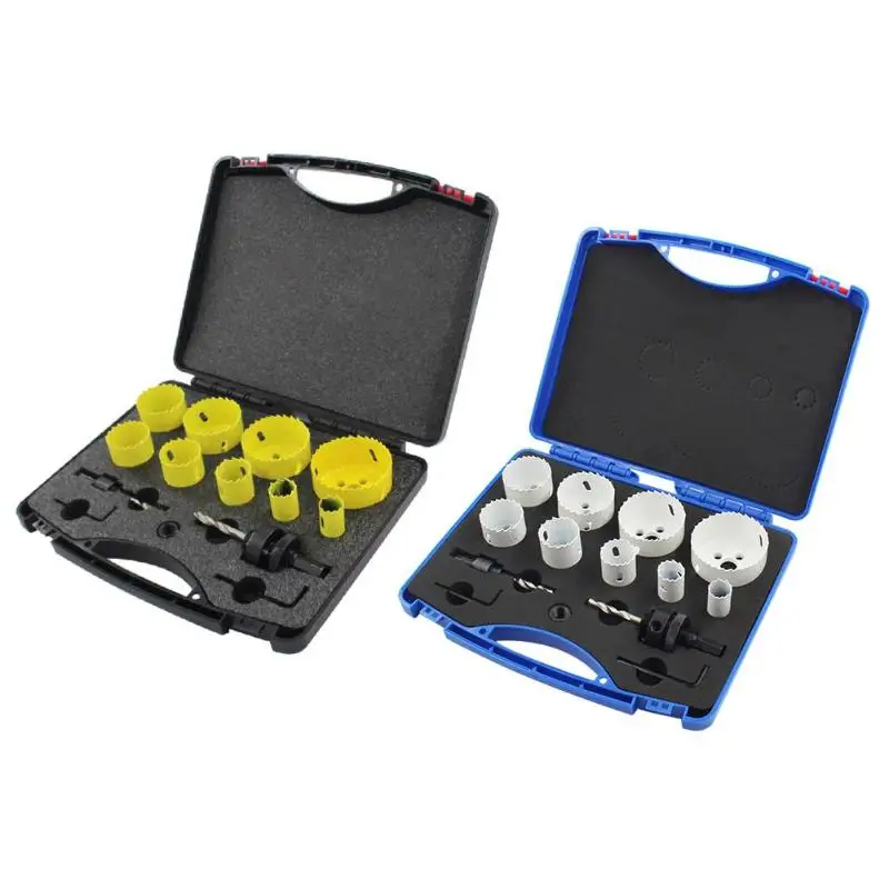 13pcs Bimetal Hole Saw Blades Kit Bit Set Adjustable Woodworking Hole Saw Cutter Metal Cutting Core Drill Bits 13pcs Bimetal Hole Saw Blades Kit Bit Set Adjustable Woodworking Hole Saw Cutter Metal Cutting Core Drill Bits