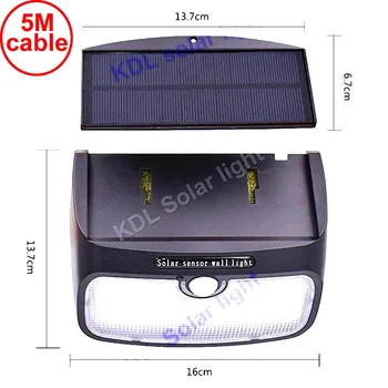 

split mounting 48 LED 900lm Solar Light PIR +motion+radar led Separable street light for ga 5M cable wall ou