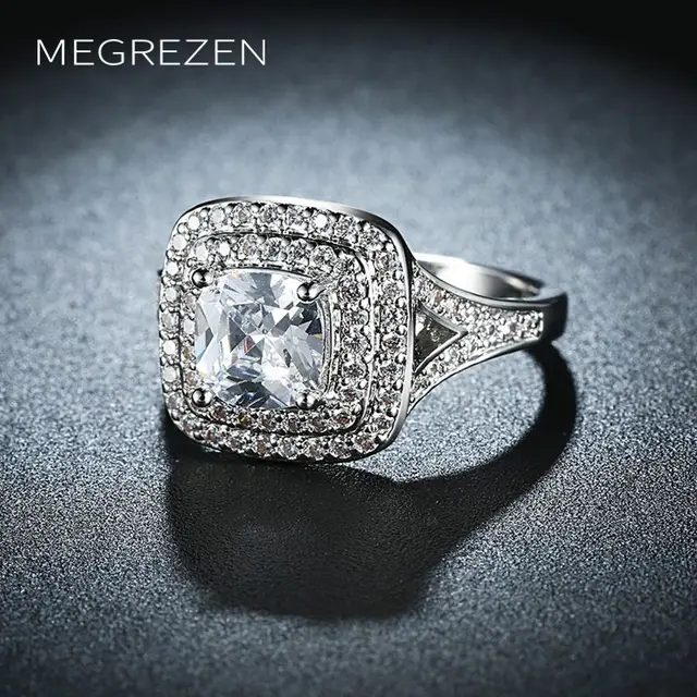 Megrezen Costume Jewelry Engagement Rings Whole For Women Silver Megrezen Costume Jewelry Engagement Rings Whole For Women Silver Luxury Crystal Ring Bagues En Diamant Pour