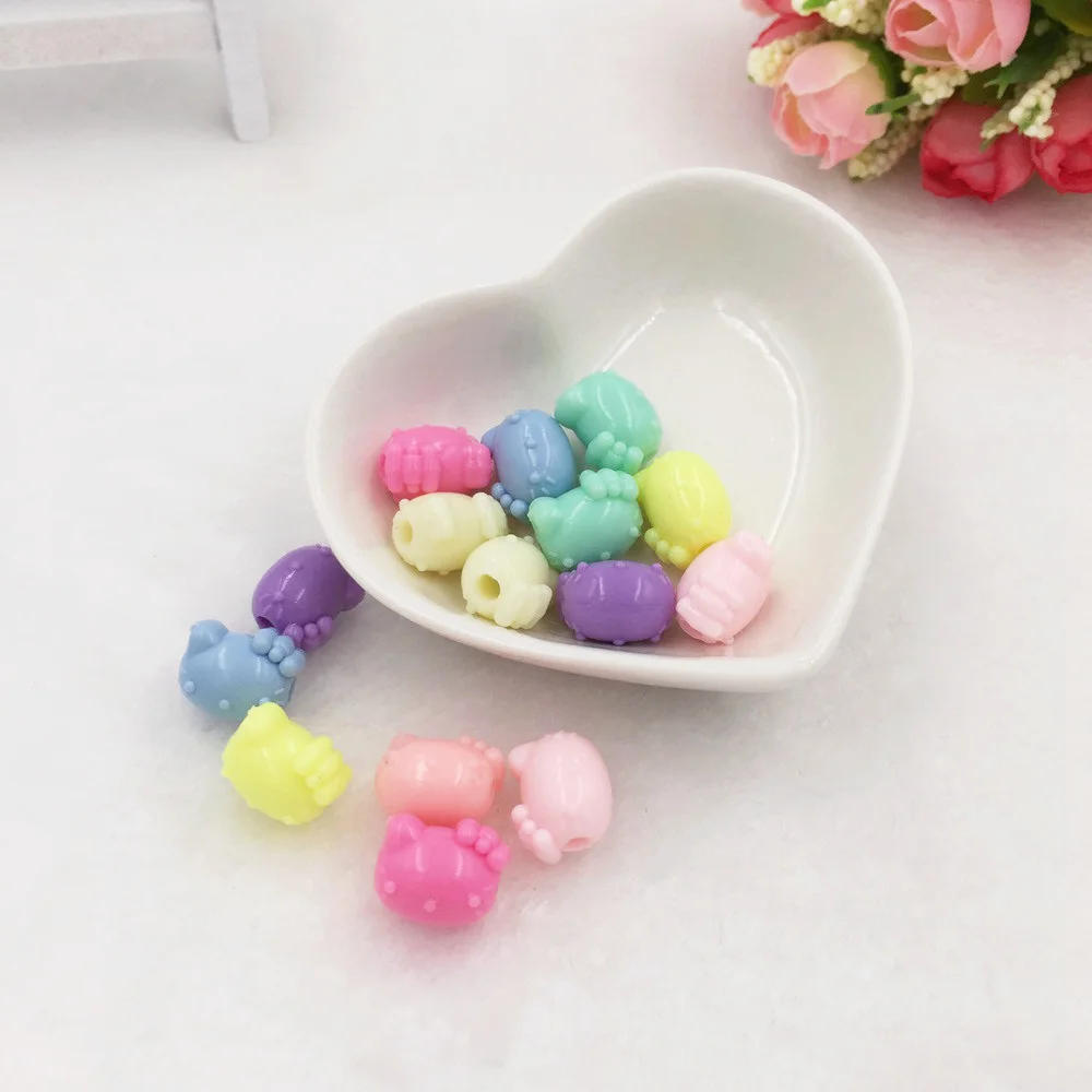 New 30pcs MIX Acrylic solid color cute cat beads DIY jewelry creative material bead Bracelet Hand Making gifts Beads PX19A | Украшения и