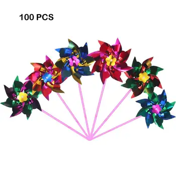 

100pcs/set Plastic Rainbow Pinwheel, Party Pinwheels DIY Lawn Windmill Set For Teenagers Toy Garden Party Lawn Decor Multicolor