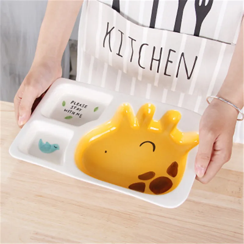 ideacherry Babies Cute Cartoon Plate Girls Boys Children Dinner Feeding Dinnerware Plate for Kids Gift Ceramic Divided Bowl Tray ideacherry Babies Cute Cartoon Plate Girls Boys Children Dinner Feeding Dinnerware Plate for Kids Gift Ceramic Divided Bowl Tray