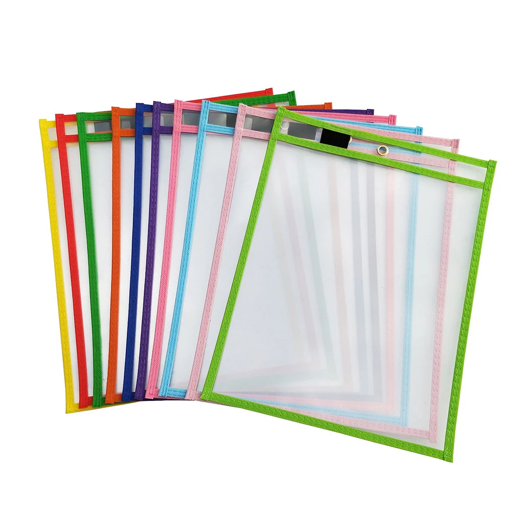 

10Pcs File Bag Reusable Document Pockets Teaching Supplies Set Handwritten Erasable File Bag