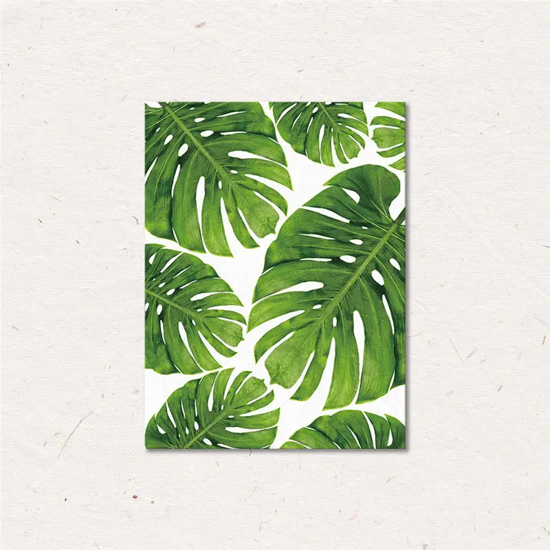 Тропический рисунок банановых листьев холст картины свежий пальмовых листьев нордическое зеленое растение плакат зелени Настенная картина украшение помещения - Цвет: B