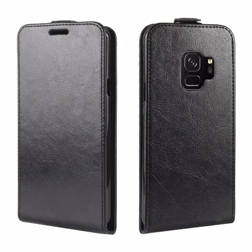 Кожаный чехол-кошелек для samsung Galaxy S9 S8 Note 9 8 A6 A8 Plus A9 A7 C10 C7 Xcover 4 флип-чехол для телефона вертикальный - Цвет: Black