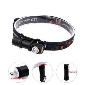 

XPE LED Headlamp 4-Mode USB Flashlight Headlight with Tail Magnet Hunting Camping Frontal Head Torch built in Battery